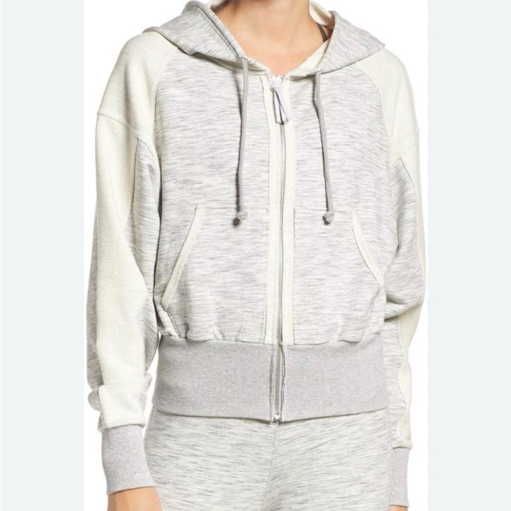 FREE PEOPLE MOVEMENT SHADOWBOXER GRAY SPACE DYE FULL ZIP HOODIE SWEATSHIRT SZ XS - Picture 1 of 5